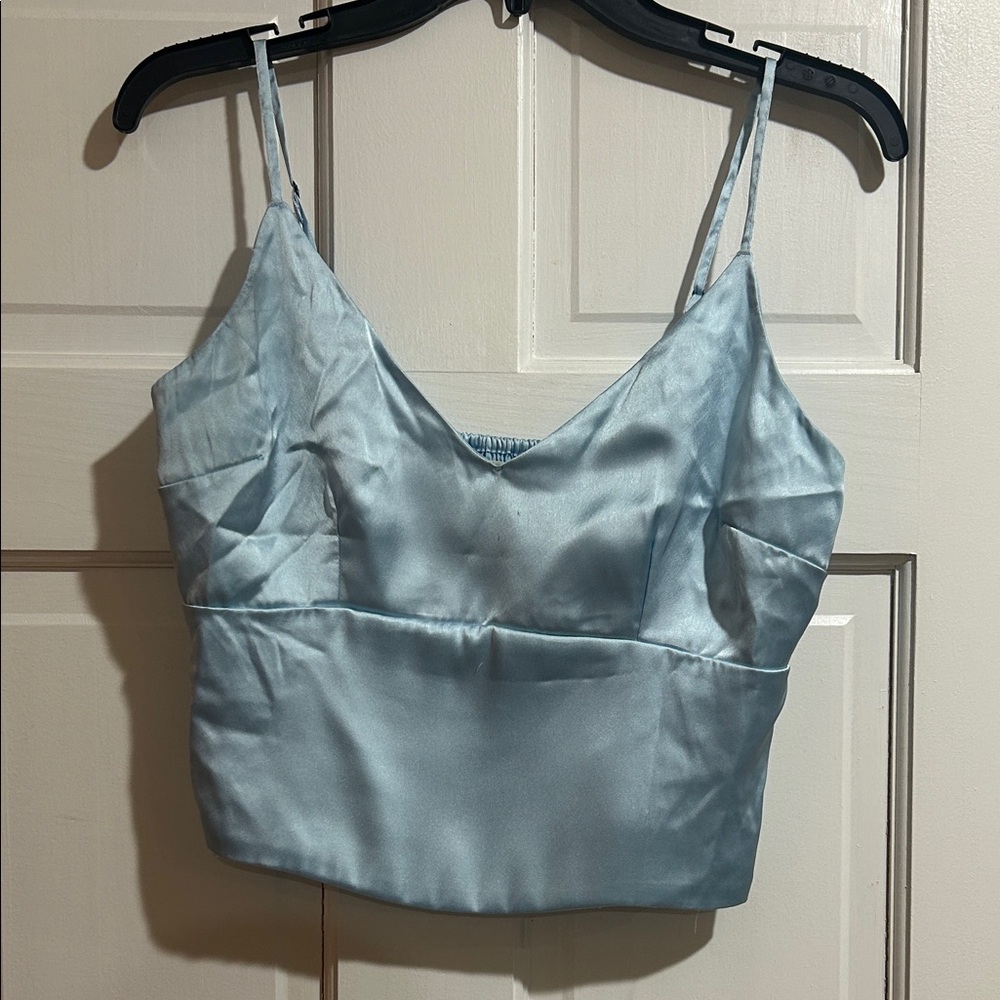 Abercrombie Light Blue Satin Camisole Top